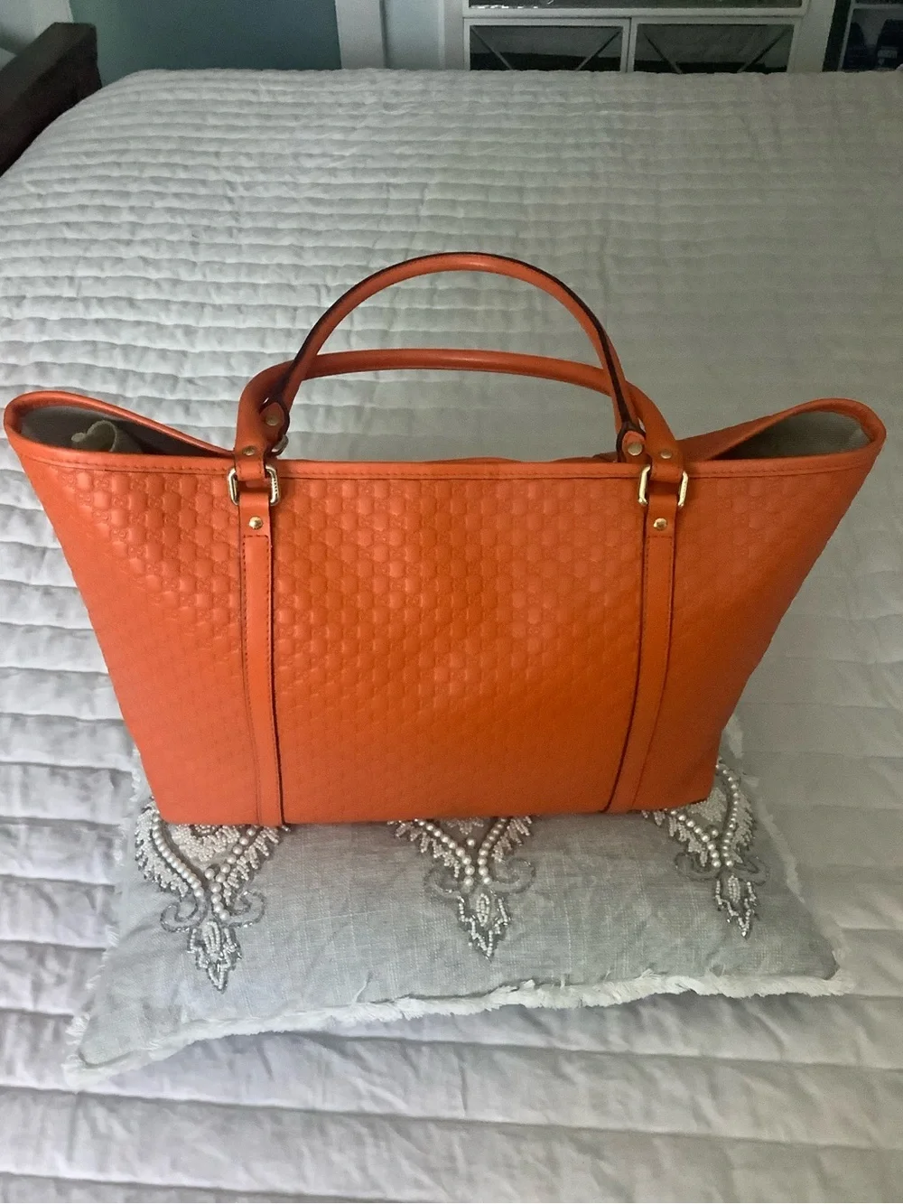 Gucci Microguccissima Joy Orange Leather Tote Bag